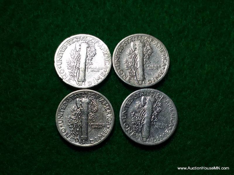 (4) Mercury Silver Dimes - Various Dates