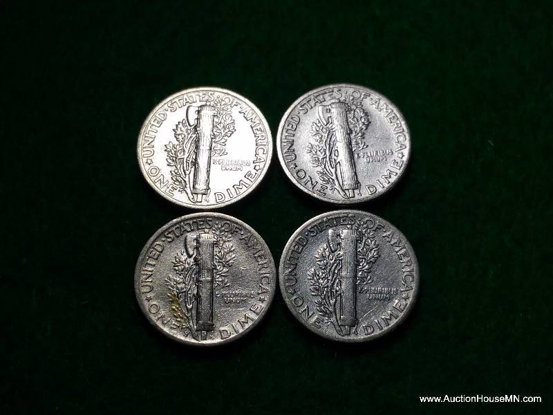 (4) Mercury Silver Dimes - Various Dates