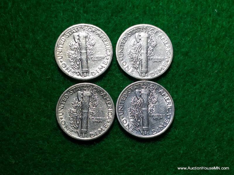 (4) Mercury Silver Dimes - Various Dates