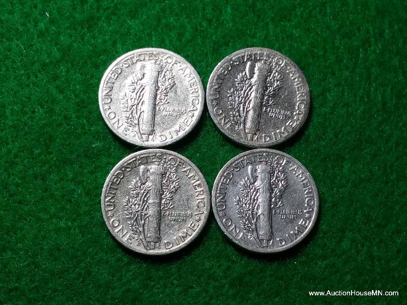 (4) Mercury Silver Dimes - Various Dates