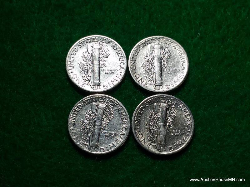 (4) Mercury Silver Dimes - Various Dates