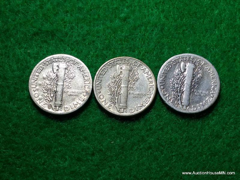 (3) Mercury Silver Dimes - Various Dates