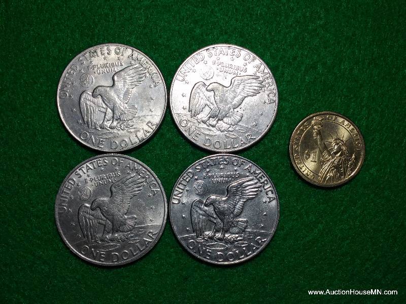 1970's Eisenhower Silver Dollars + Tyler 1 Coin Coins & Currency