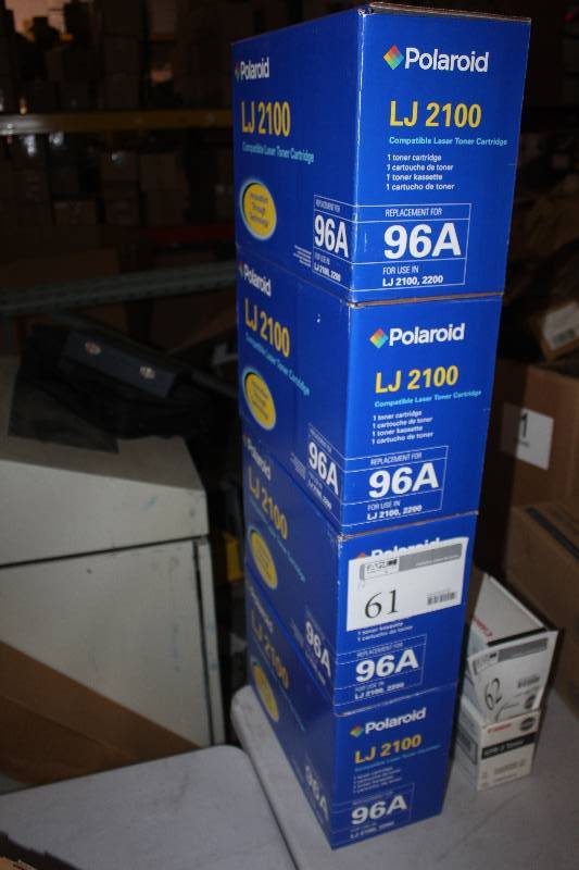 lot 61 image: Lot of (4) Polaroid LJ21002200 Laser Toner Cartridge 96A