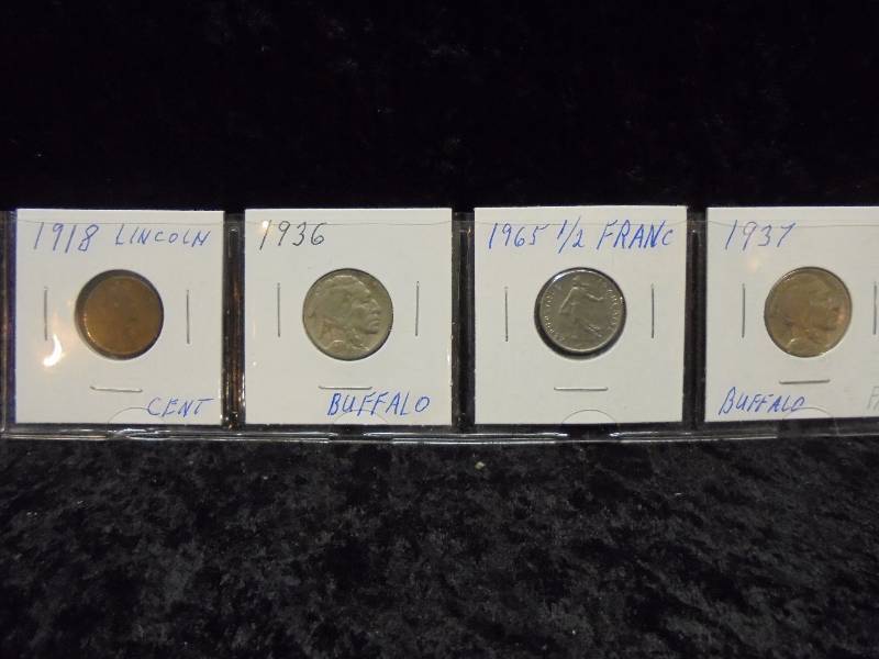 Lot - Lincoln Cent, Buffalo Nickels, Franc