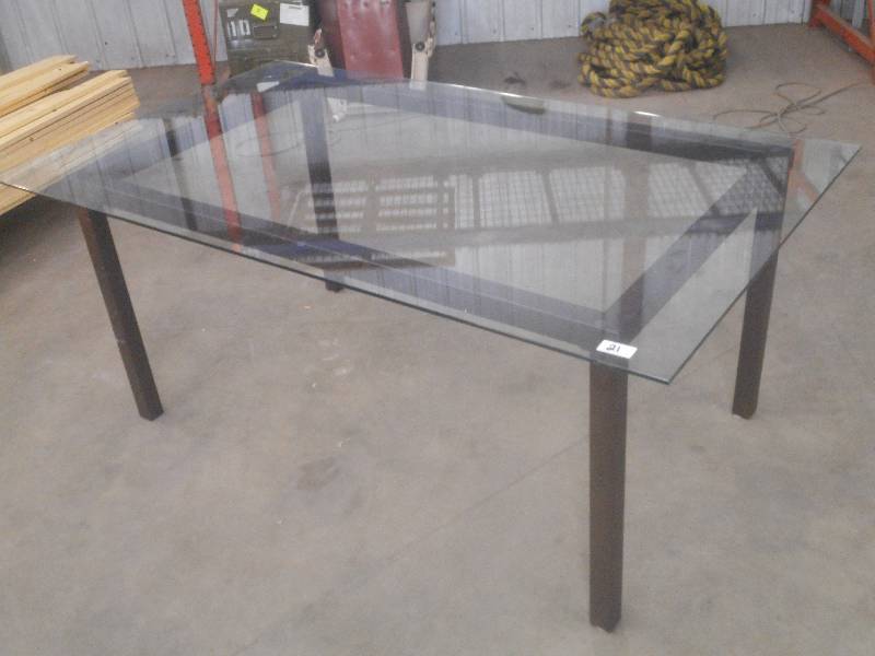 4x7 Glass Top Table, 2x2 Alumin...