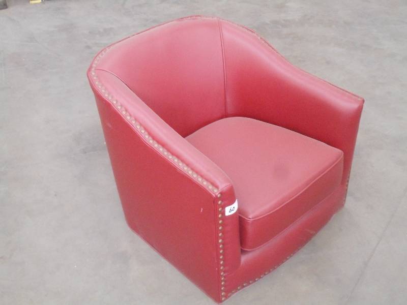 Vintage Red Leather Cushioned Chair...
