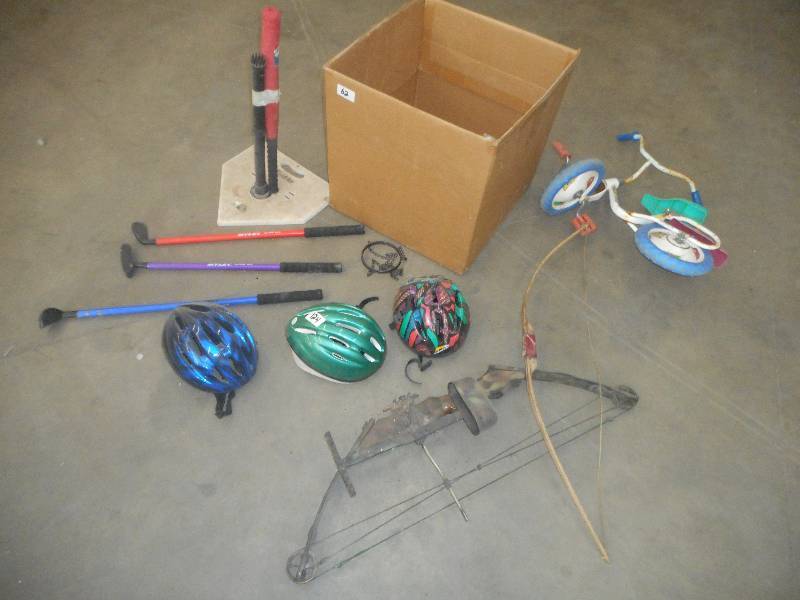 Box Lot Of Assorted Kids Toys, Helm...