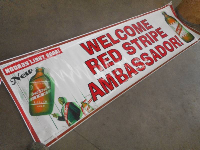 3x12 Red Stripe Beer Banner, Like...