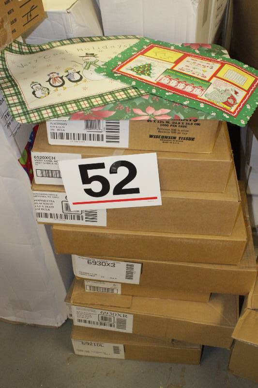 10 Cases of 10 styles of Holiday Placemats (1000 per case)
