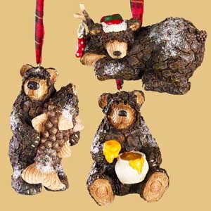 3 assorted Bear Ornaments (96 pieces)