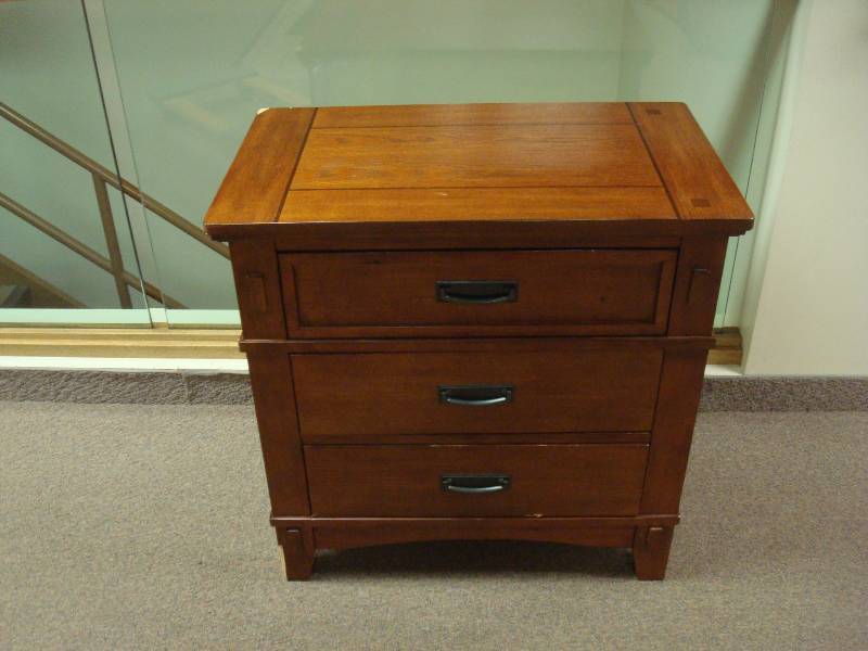 lot 7 image: Walter Oak Finish Night Stand, Used, Some Marks, Use To Go With Lot 8