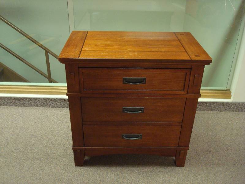 lot 8 image: Walter Oak Finish Night Stand, Use, Some Marks, Used To Go With Lot 7