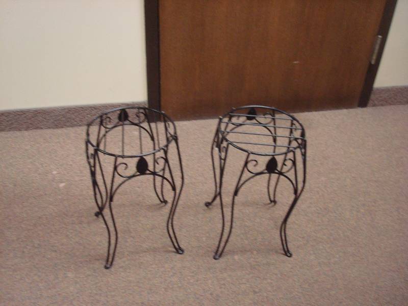 lot 27 image: Pair Of Metal Plant Stands