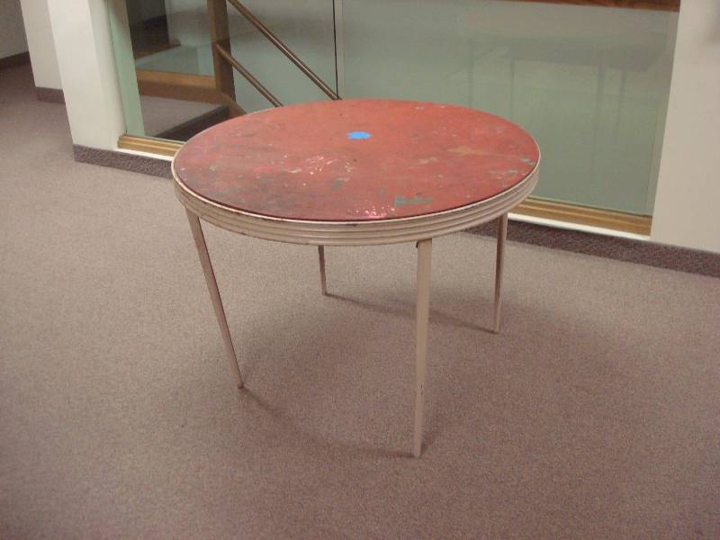 lot 43 image: Round Metal Folding Table, Lots Of Wear