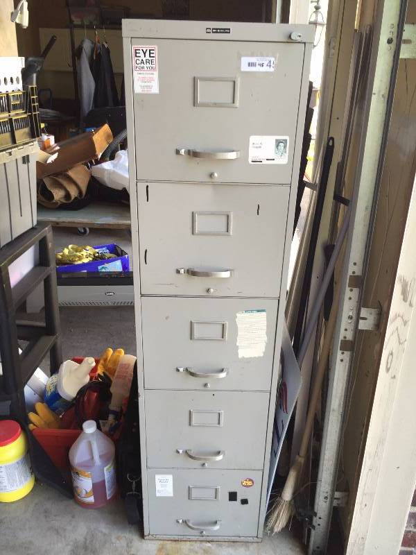 lot 45 image: Wow Vintage Art Metals Inc. Heavy Duty Steel 5 Drawer Filing Cabinet - Remove Paint $$$ Major Dollars For Industrial Look