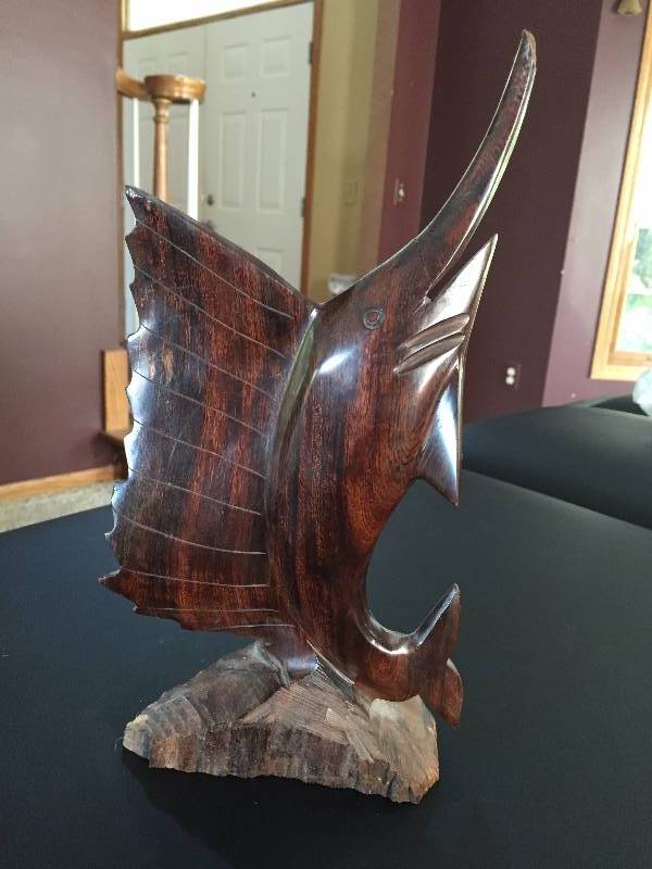 lot 83 image: Wood Marlin Sculpture