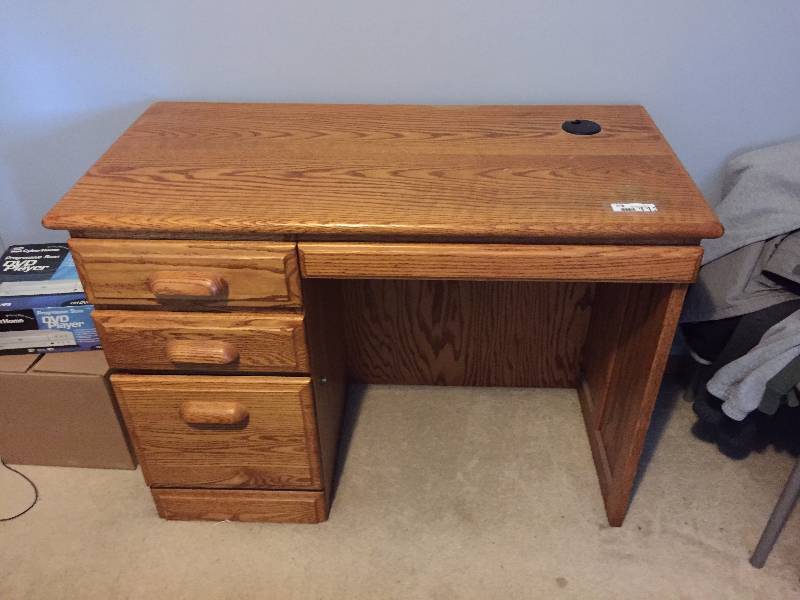lot 113 image: Quality Flat Top Solid Wood Desk Made with Accuride Full Extension Slides - Known for their easy glide drawers - Excellent