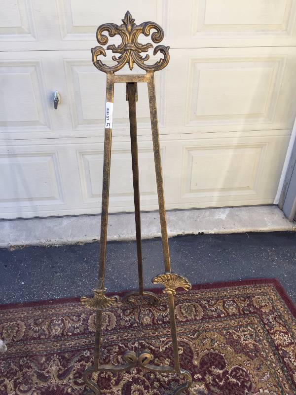 lot 57 image: LIKE NEW Elegant 4 Foot Large Italian Rococo Baroque Style Burnish Bronze Easel - Gorgeous