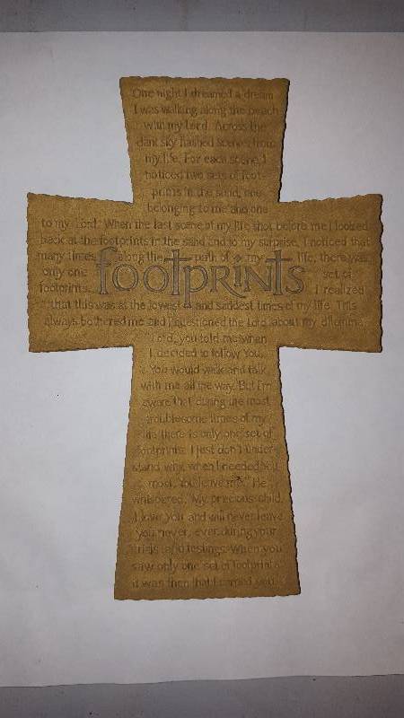 Footprints Cross Plaque.