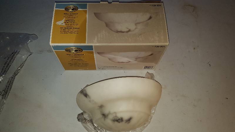 Hampton Bay Wall Sconce. White wBlack marbling.