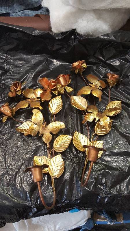 Lot of two beautiful rose candle holders