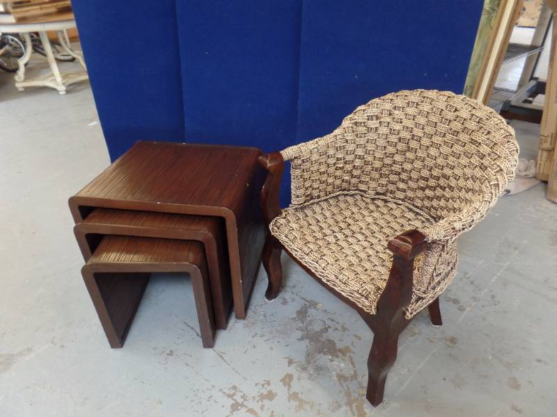 Hemp Chair and Nesting Tables