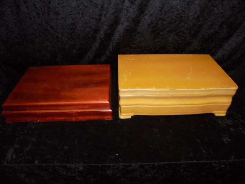 Lot - 2 Wood Silverware Boxes