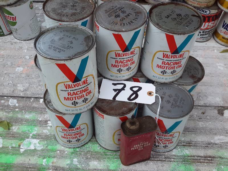 lot 78 image: 11 Cans of Oil as pictured Full Cans  1 Can of Graphite Pen Oil, 12 full