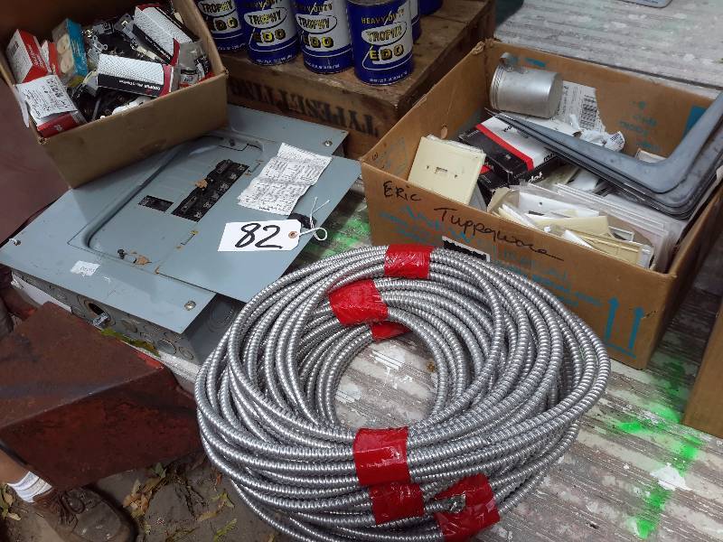 lot 82 image: Misc. 100 AMP Siemens Breaker Board  Outlet covers Switches and Outlets Flexible Conduit