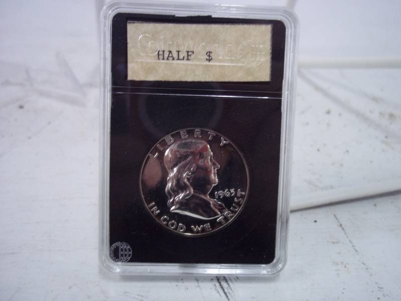 lot 11 image: 1963 Franklin Half dollar in case
