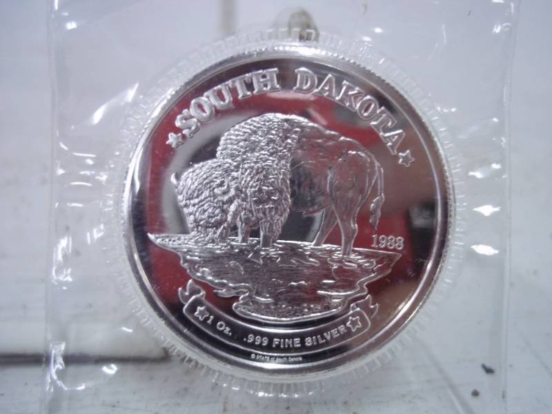 lot 39 image: South Dakota One Troy Ounce .999 Fine Silver