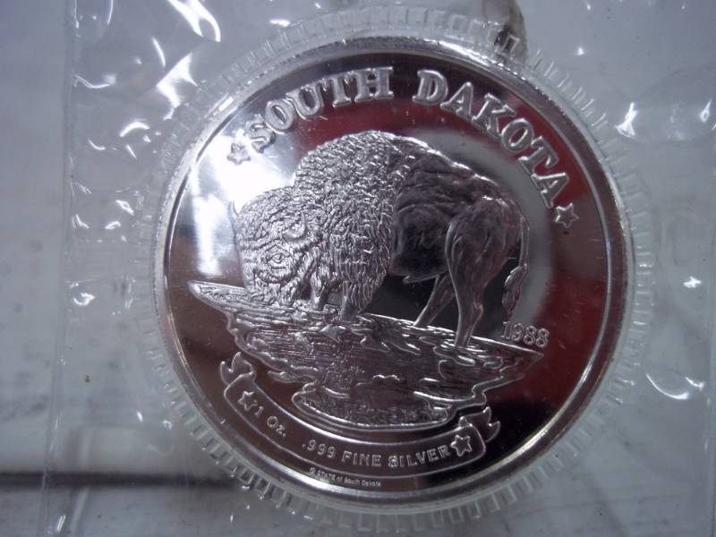 lot 41 image: South Dakota One Troy Ounce .999 Fine Silver