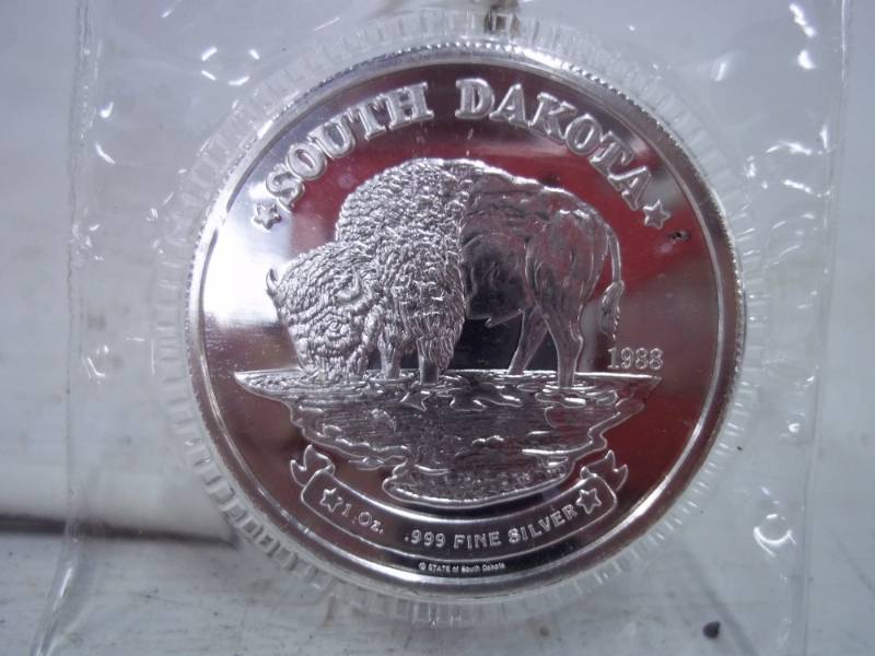 lot 43 image: South Dakota One Troy Ounce .999 Fine Silver