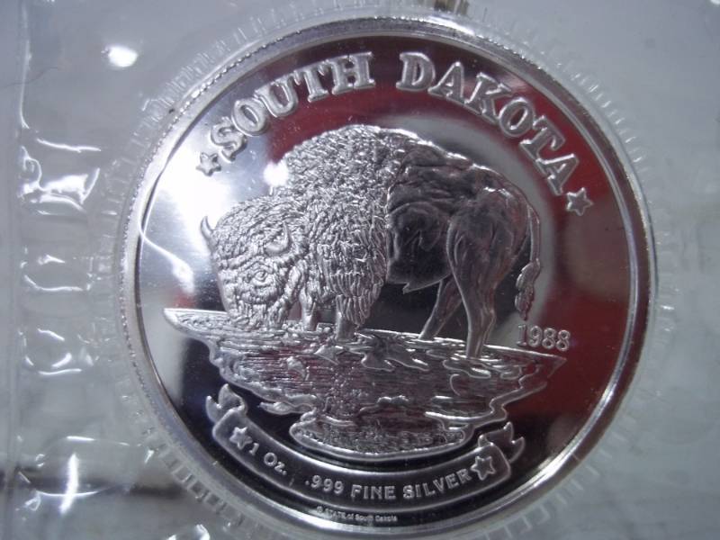 lot 49 image: South Dakota One Troy Ounce .999 Fine Silver