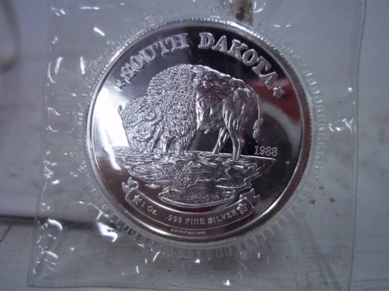 lot 50 image: South Dakota One Troy Ounce .999 Fine Silver