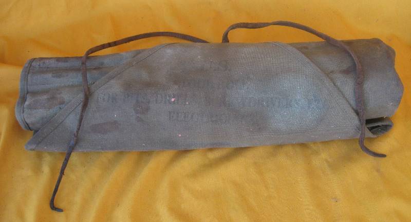 lot 050 image: WWII Era Canvas Roll-Up Tool Carrier Bag with Drill bits - Military