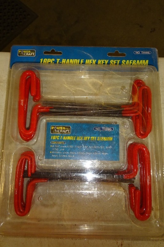 lot 62 image: Power Craft 16 pc T handle Hex key set