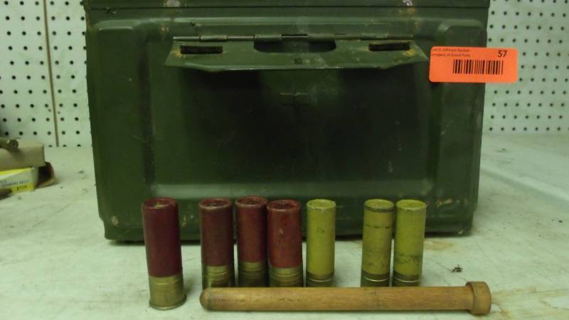 lot 57 image: Ammo Box and 12 gauge shells
