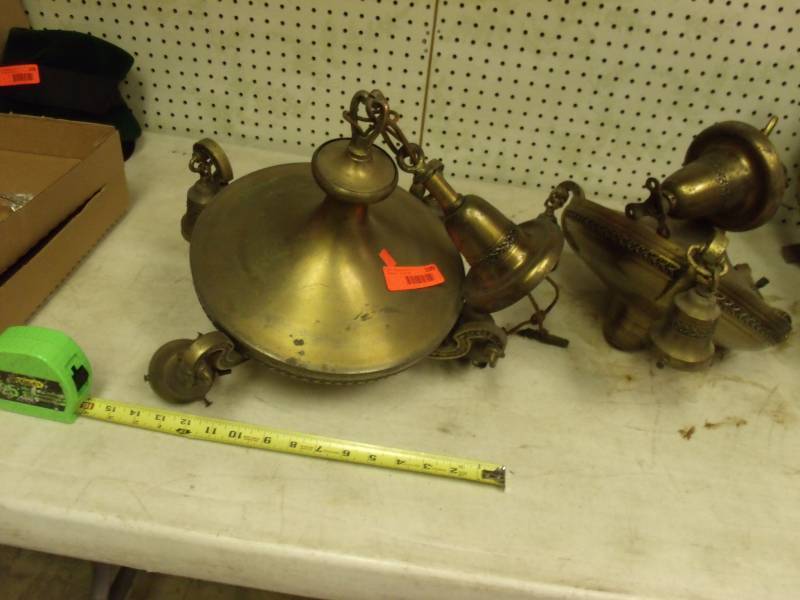 lot 109 image: 2 Vintage light fixtures with the glass globes