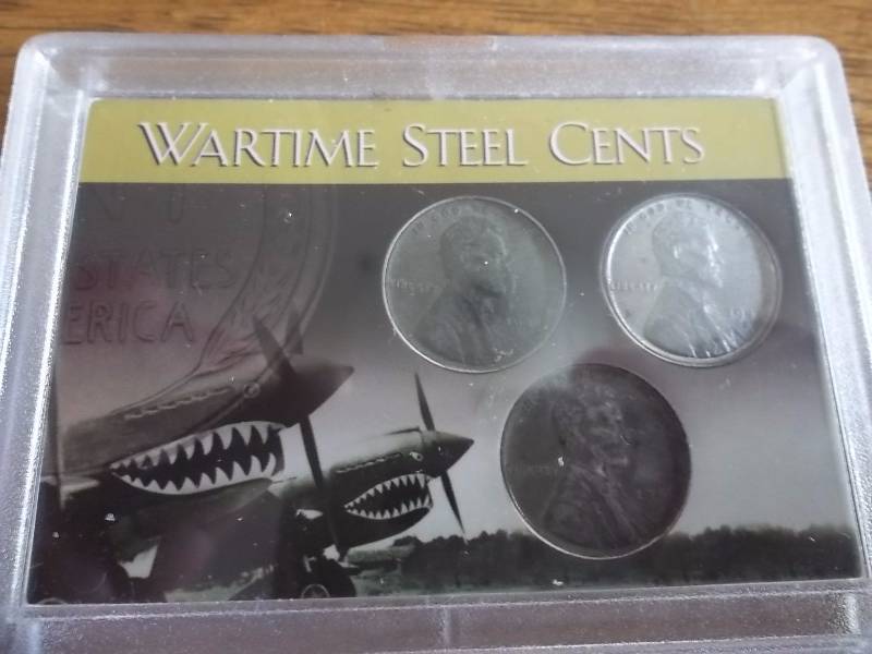War Time Collection Of Steel Cent P,D,S With Case
