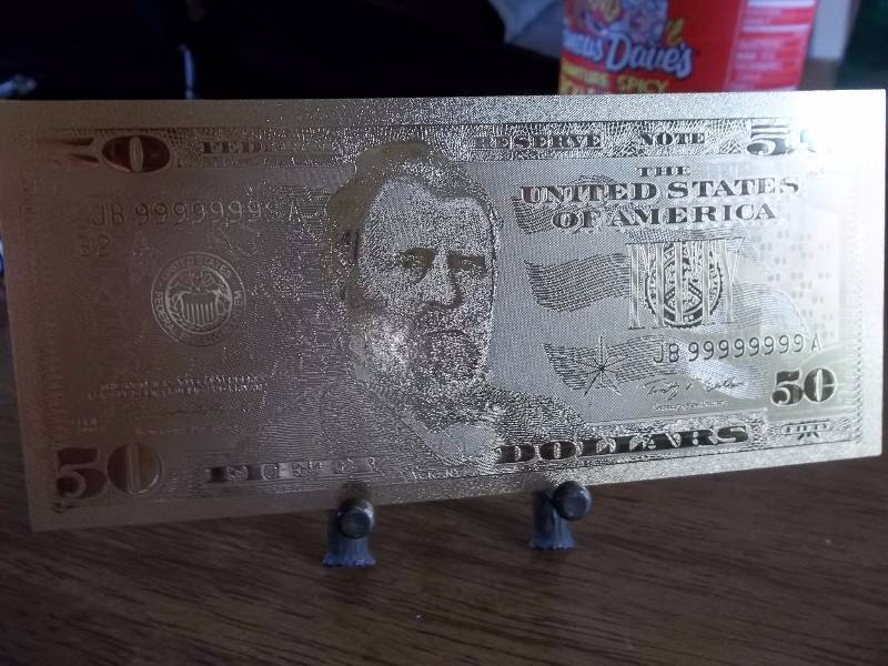$ 50 24K Gold Plated Certificate With COA ( No Guarantee Of Quality Or Quantity)