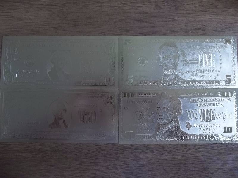 4-24K Gold Plated Notes ($1, $2, $5, $100) No Guarantee Of Quality Or Quantity)