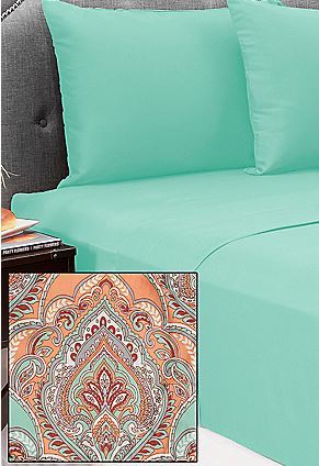 lot 72 image: Cozelle Microfiber Medallion Paisley 4-Piece Sheet Set - King