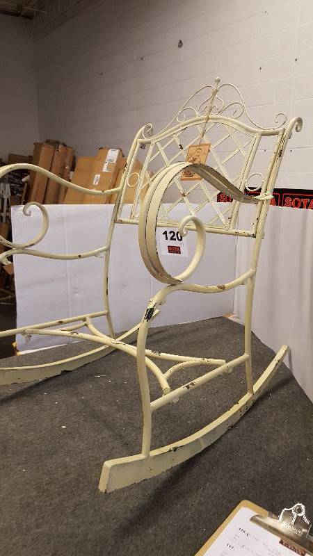 lot 120 image: Distressed Garden Rocking Chair - Ivory