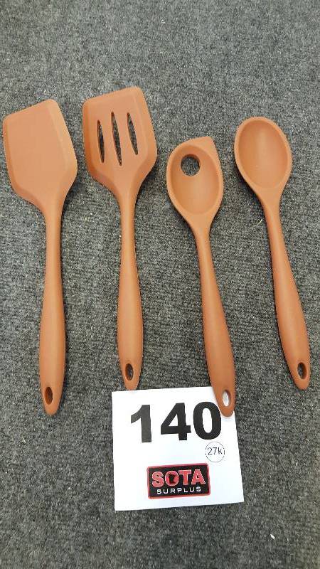 lot 140 image: Todd English Four-Piece Heat Resistant Silicone Kitchen Tool Set