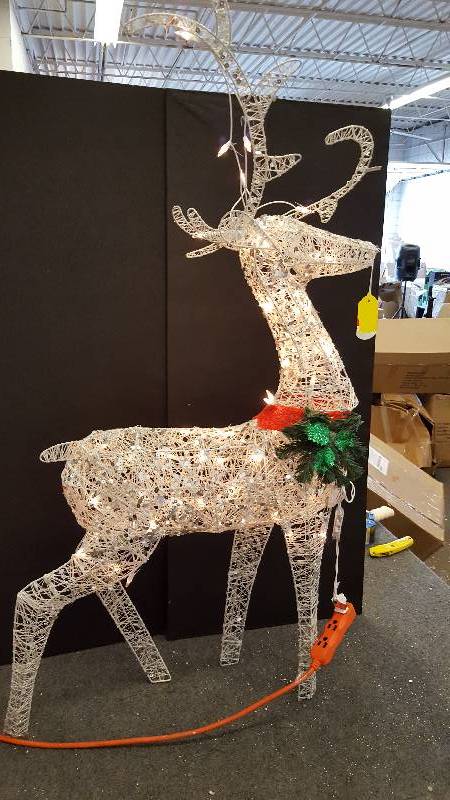 53 Lighted Silver Glitter Reindeer w Sled