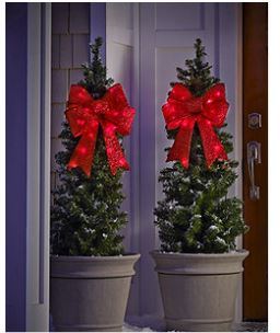 17 Lighted LED Holiday Bows Set of 2