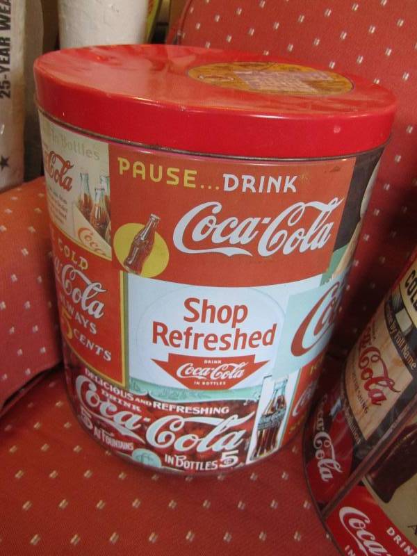 lot 137 image: 2 large Coca-Cola tins...
