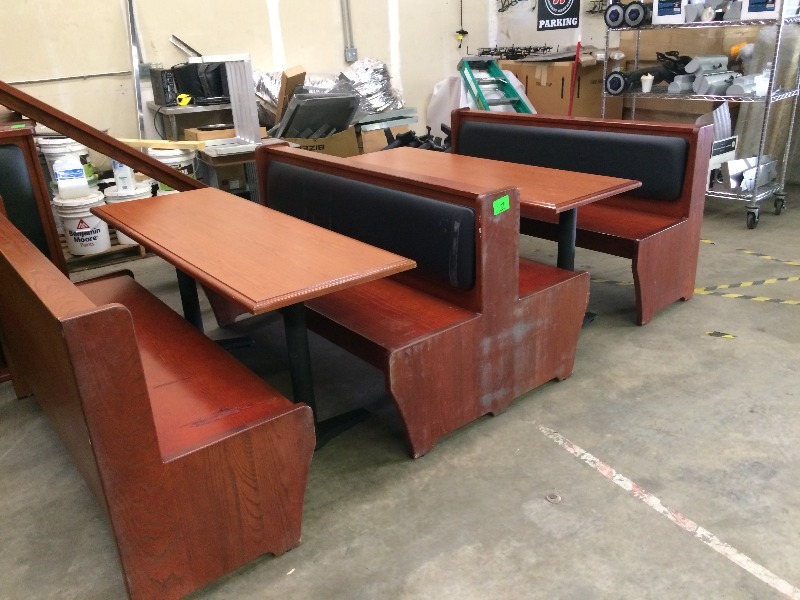 Booth Kit - consists of 2 end booth benches and 1 double bench, 2 tables and 4 table pedestals - Tables measure 64 l x 24 wide Booths match